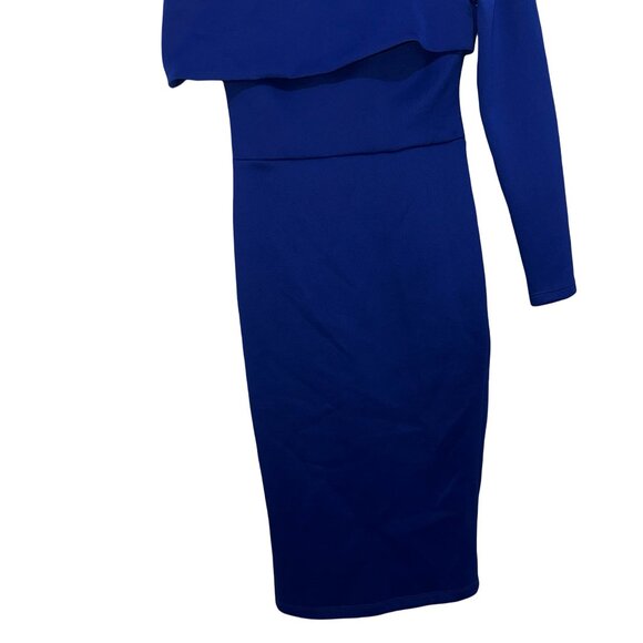 ASOS Unique Royal Blue Midi Dress One Long Sleeve/Over The Shoulder Sz 6 NWT - Picture 3 of 10